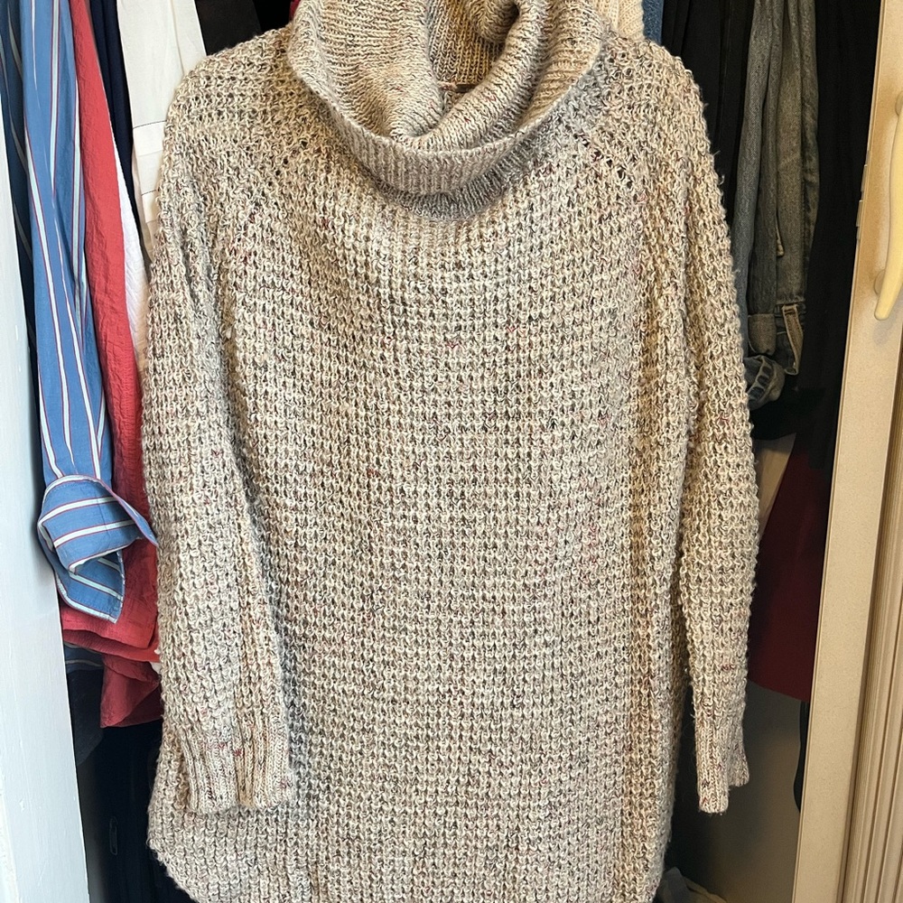 Free People Heathered Gray Cowl Neck Sweater